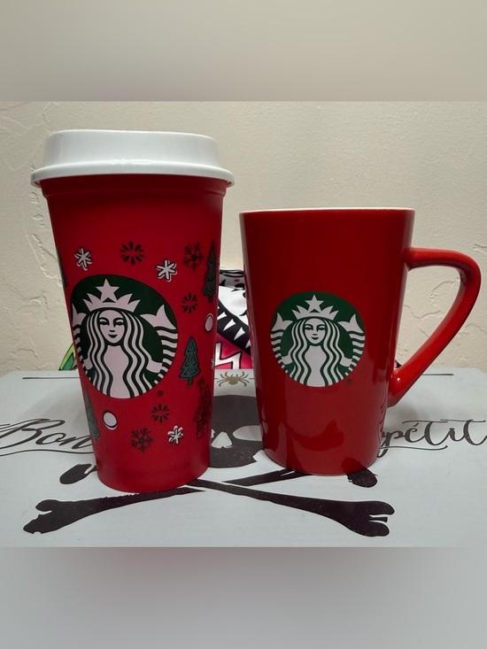 Starbucks Other - Starbucks Red Holiday Travel Tumbler & Red Ceramic Mug Set
